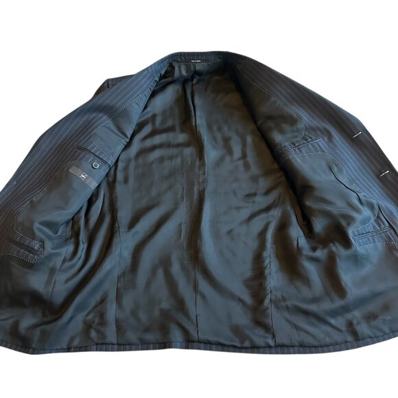 Zegna Navy Pinstripe Blazer Jacket Three-Button Luxury Designer Size 54R Men's - Picture 7 of 14